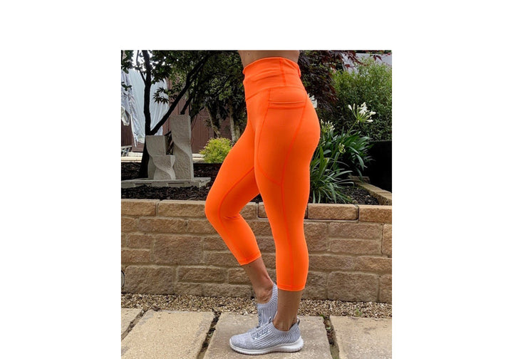Capri Neon Orange Premium Leggings with Pockets