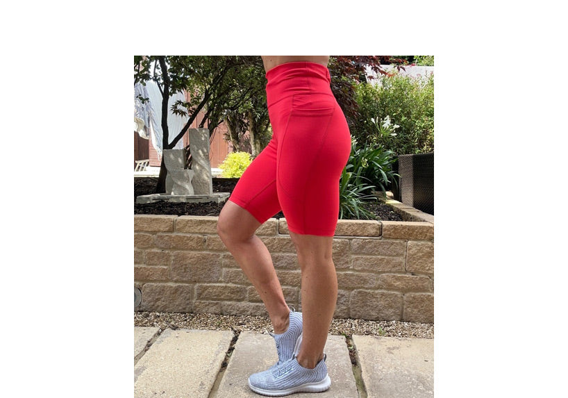 Red Premium Long Shorts with Pockets