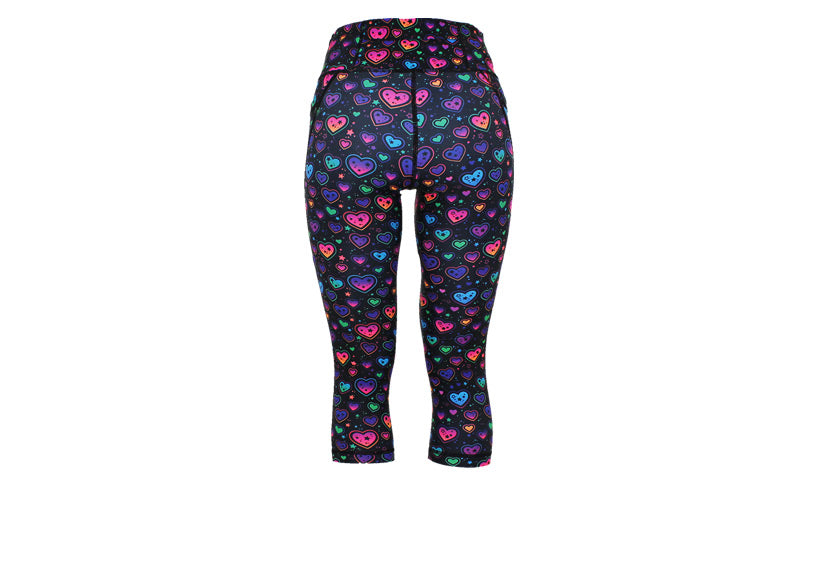 Capri Pop Heart Leggings with pockets