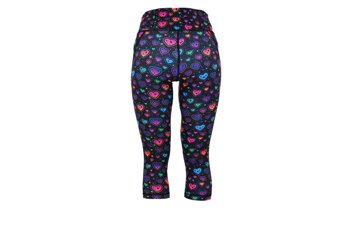 Capri Pop Heart Leggings with pockets