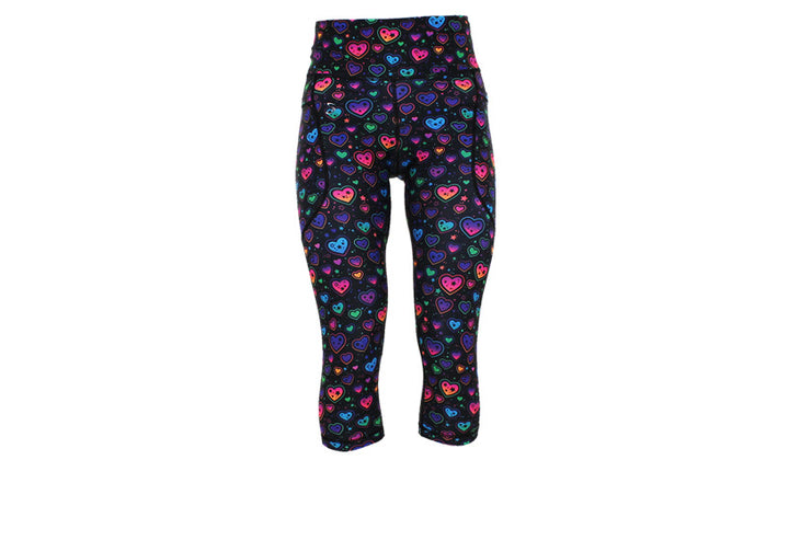Capri Pop Heart Leggings with pockets