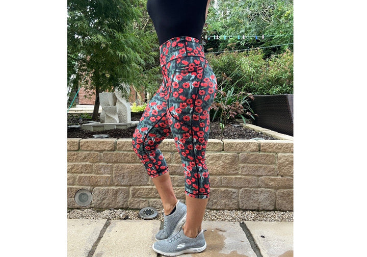 PRE ORDER Capri Poppy Field Leggings with pockets