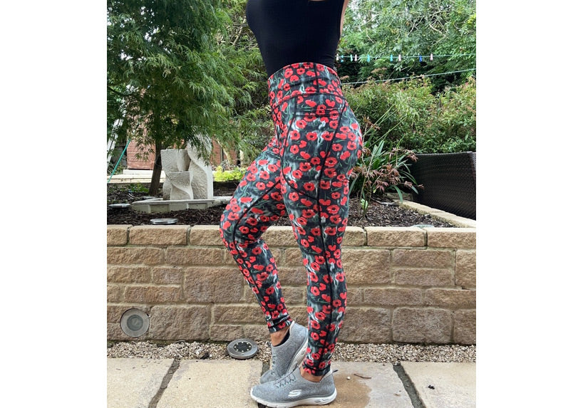 PRE ORDER Winter Poppy Field Leggings with Pockets