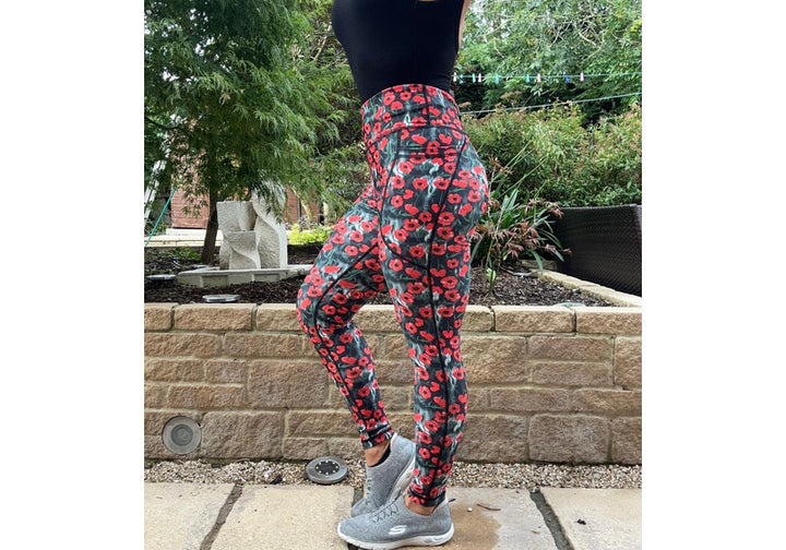 PRE ORDER Winter Poppy Field Leggings with Pockets