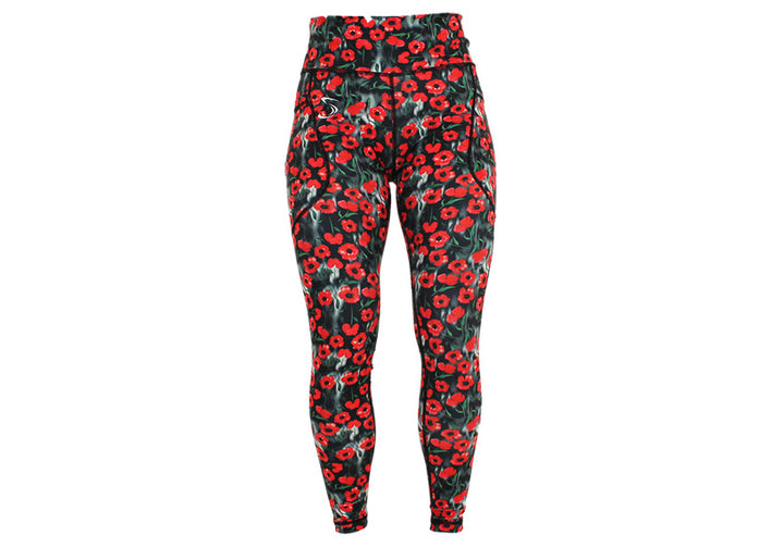 PRE ORDER Winter Poppy Field Leggings with Pockets
