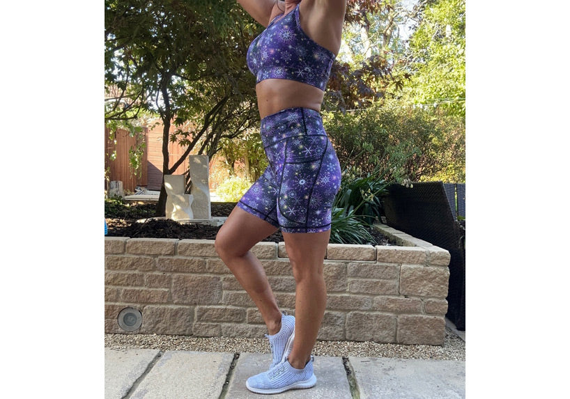 PRE ORDER Purple Frost Mid Shorts with pockets