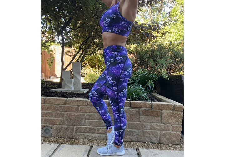 Purple Galactica leggings with pockets