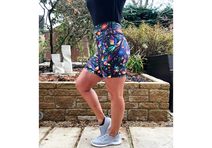 Rainbow Rainforest Mid Shorts with pockets