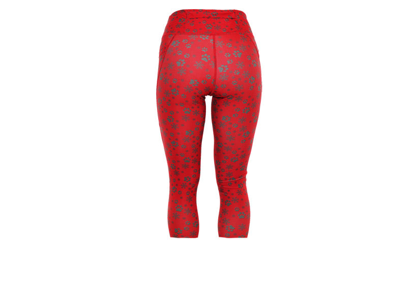 PRE ORDER Capri Red Santa Paws Leggings with pockets