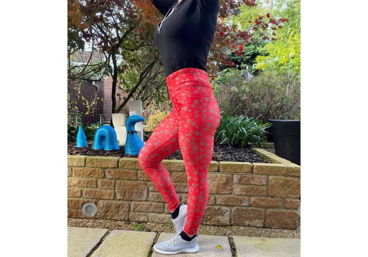 PRE ORDER Red Santa Paws leggings with pockets