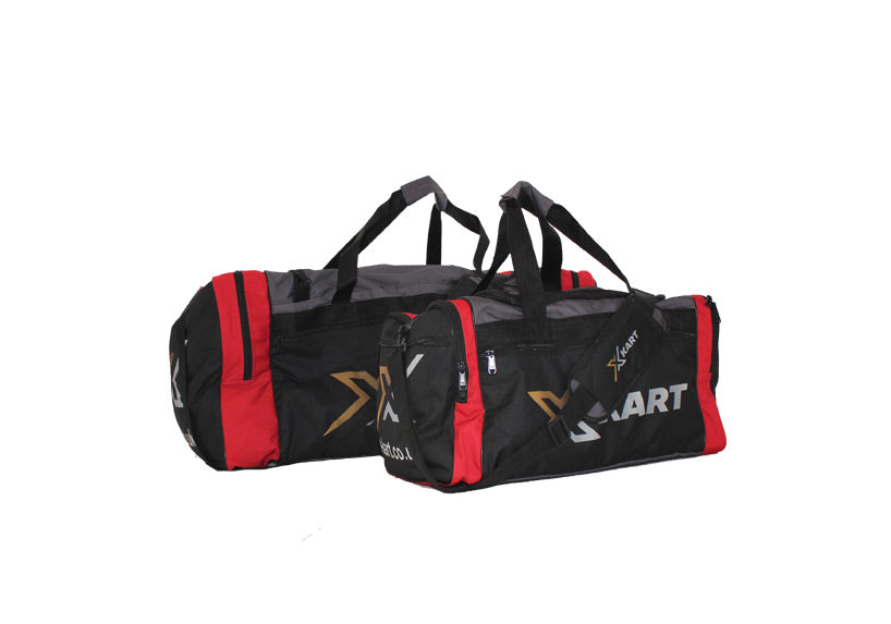 X-Kart Large Sports Bag and Extra Large Kit Bag comparison showing their relative size and storage capacity