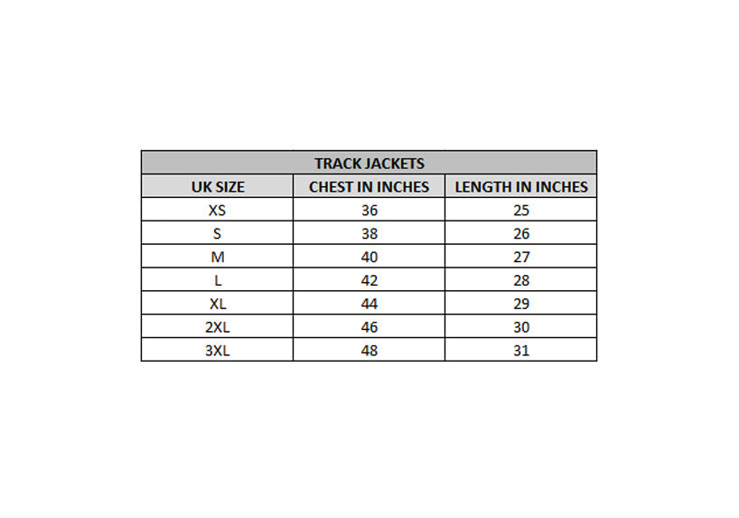 x kart size chart track jacket